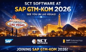 Iconic las vegas sign announcing SCT Software's attendance at SAP GTM-KOM 2026