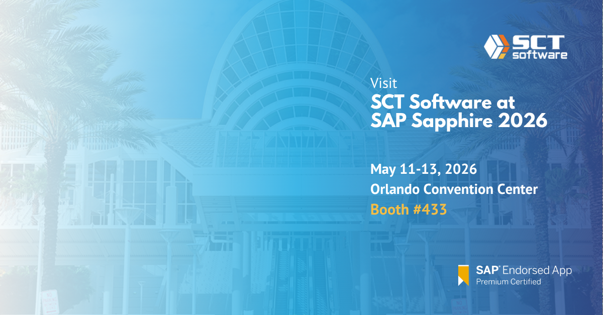 faded image of orlando convention center with SCT Software SAP Sapphire Booth #433 graphics